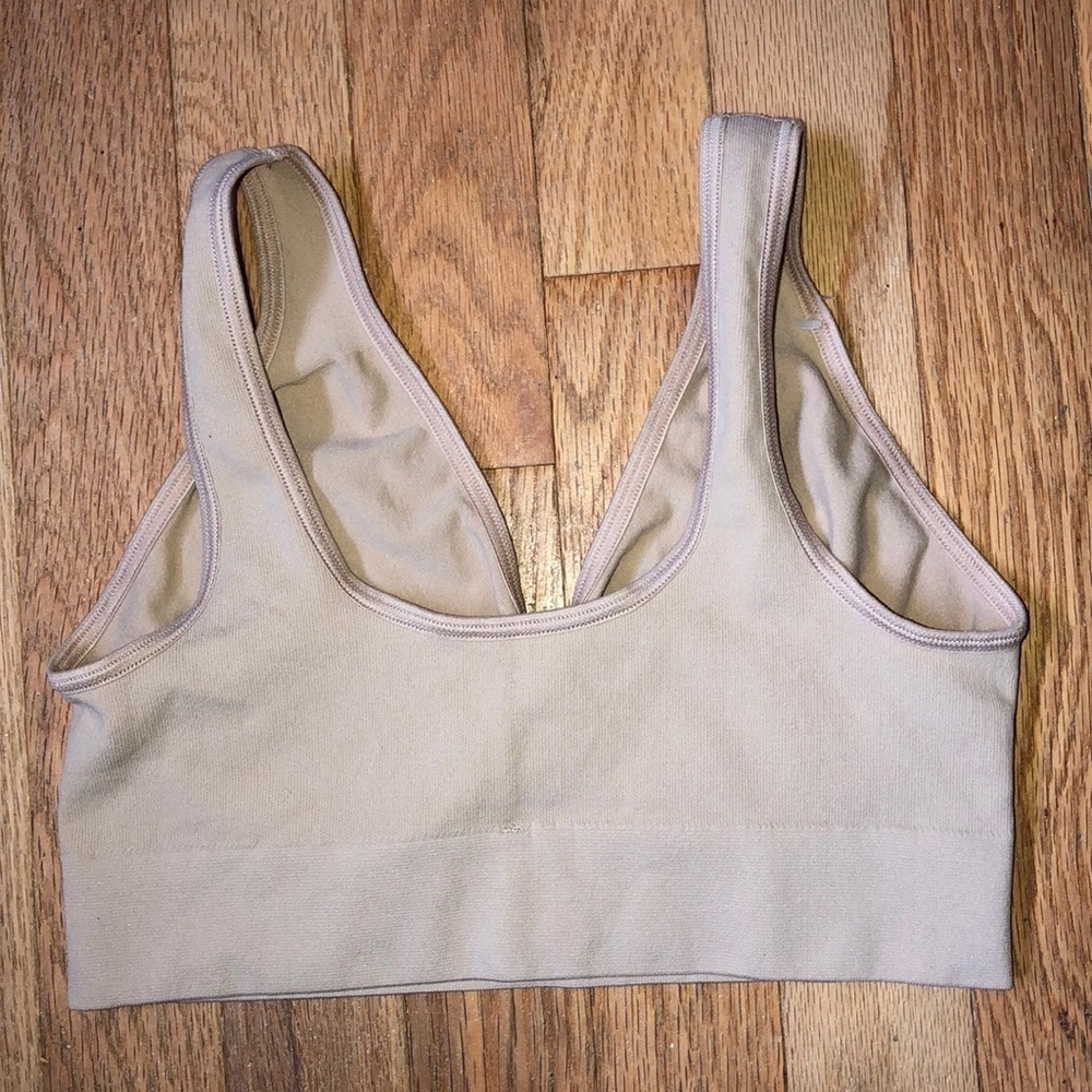 Seamless Comfort Lounge Bra‎ Bralette Light Beige Full Coverage Support Size L - Picture 2 of 3